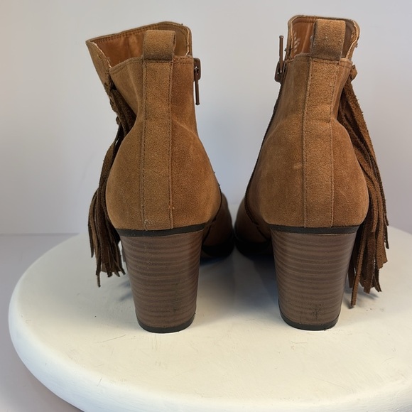 Western Fringe Festival Faux Suede Ankle Zip Boot with 3”heel Sz 8.5 - Picture 2 of 6